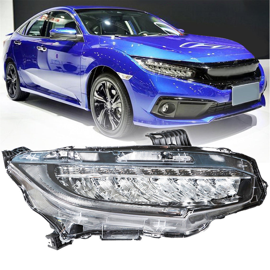 Headlight Fit For 2016-2019 Honda Civic Replacement LED Clear Lens 33100TBAA11 Lab Work Auto