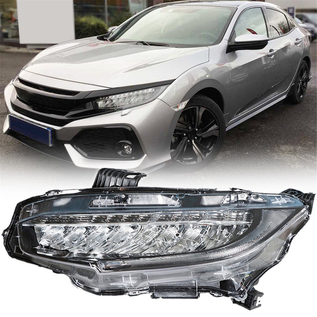 Headlight For 2016-2019 Honda Civic Chrome Full LED Left Driver Side Headlamp Lab Work Auto