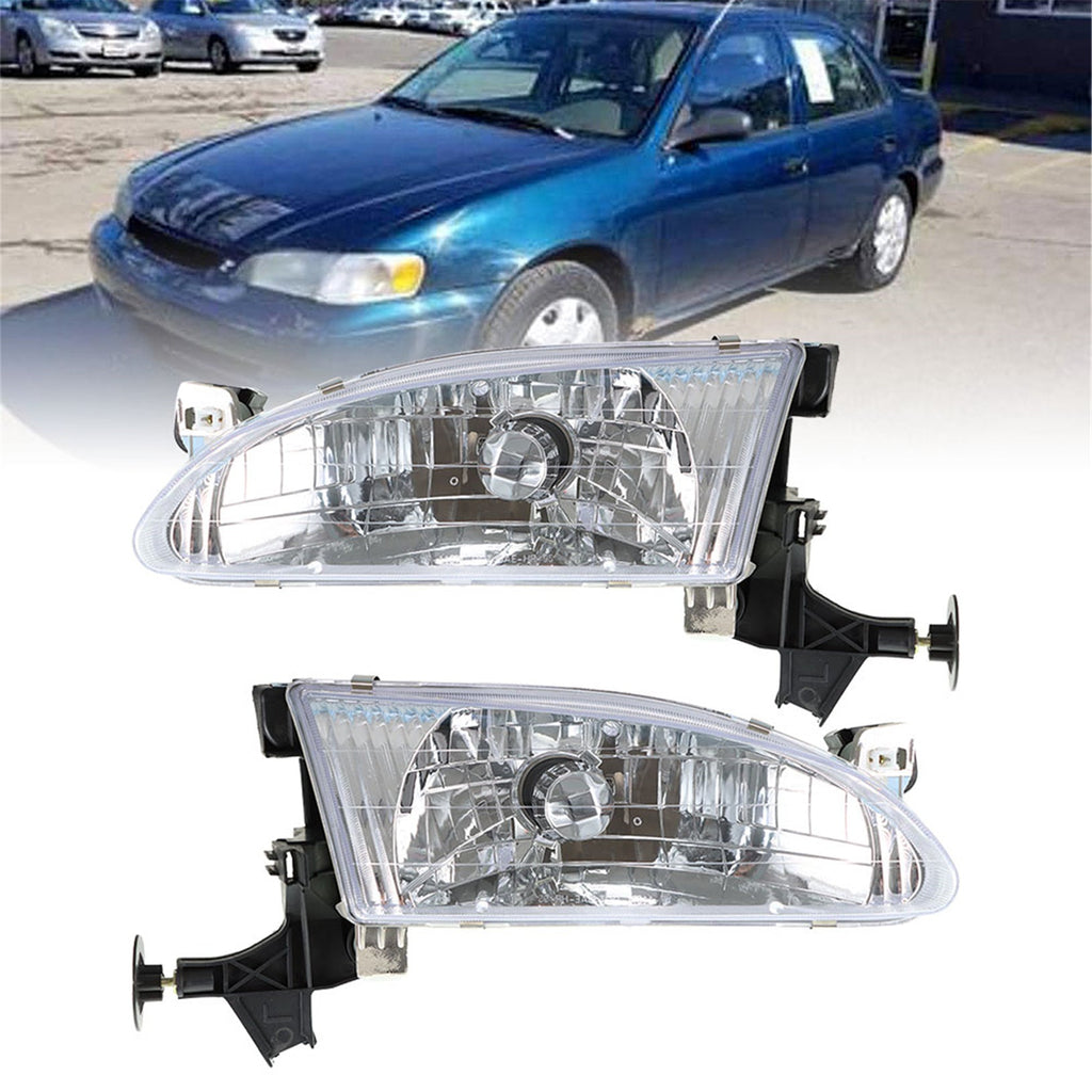 Headlight Kits Replacement For 1998-2000 Corolla Driver Passenger Pair Headlight Lab Work Auto