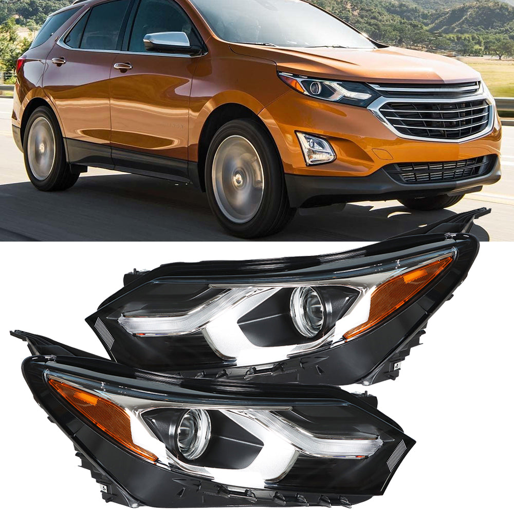 Headlights For 2018-2019 Chevy Equinox Headlamps Driver + Passenger Side Pair Lab Work Auto