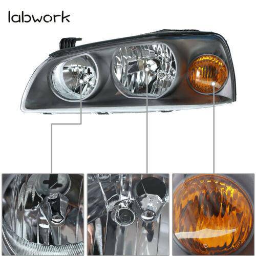 Headlights Lamps Replacement For 2004-2006 Hyundai Elantra Black Housing LH + RH Lab Work Auto