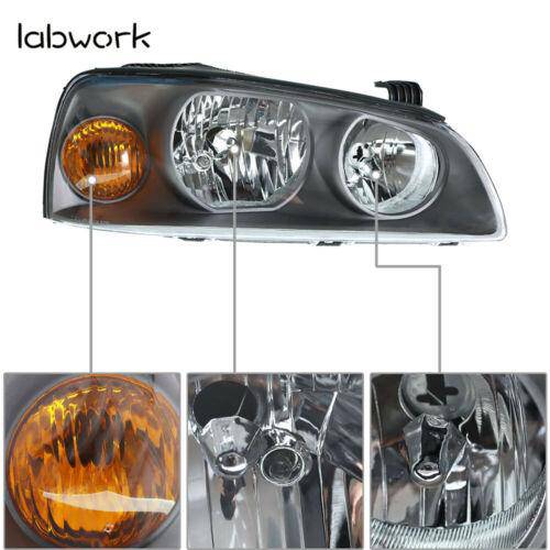 Headlights Lamps Replacement For 2004-2006 Hyundai Elantra Black Housing LH + RH Lab Work Auto