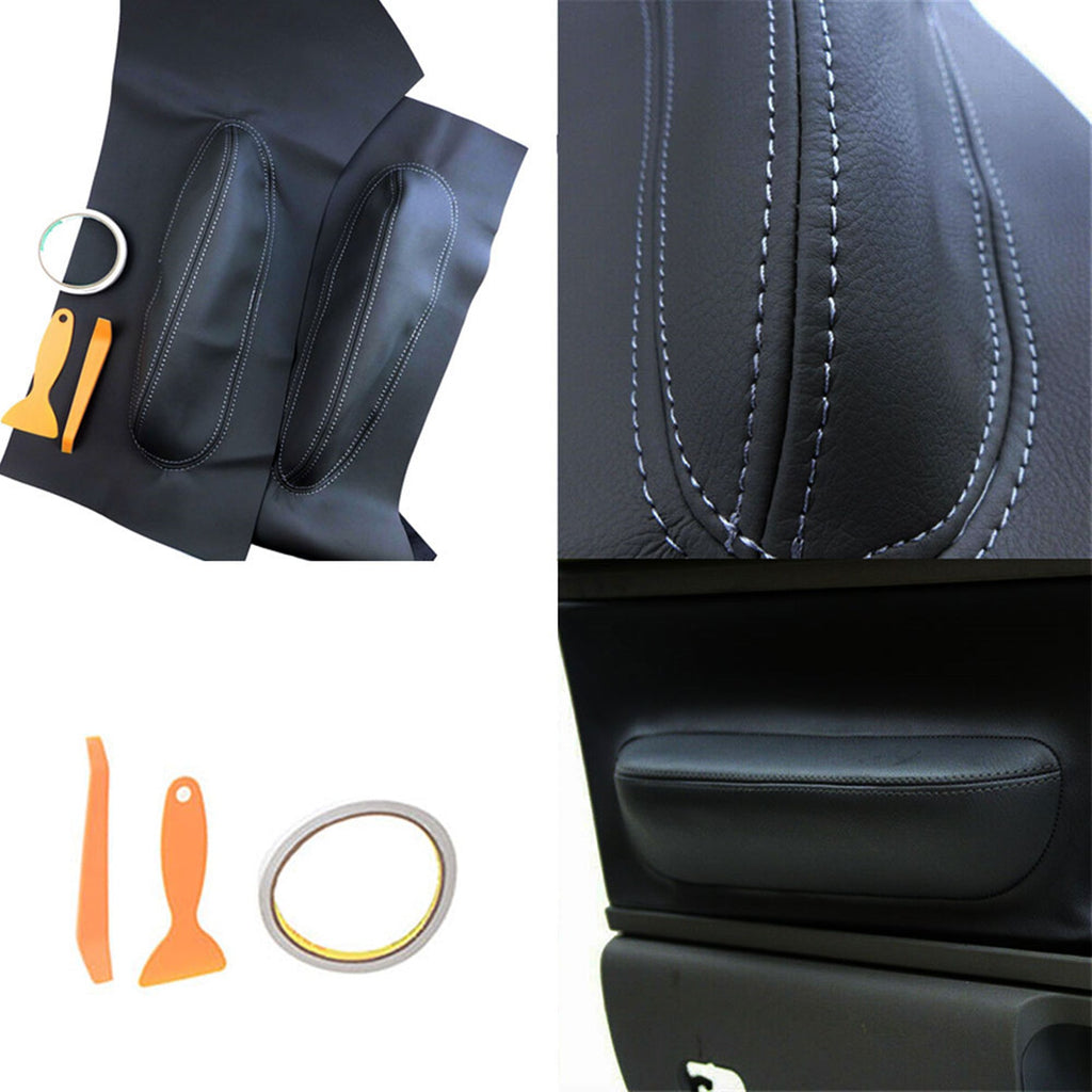 L+R Door Panel Insert Card Leather Cover Fit for Volkswagen Beetle 98-10 Black Lab Work Auto