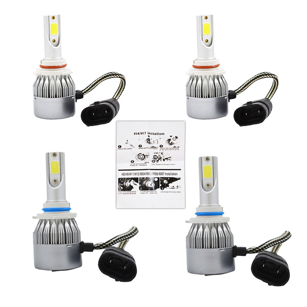 LED Headlight Kit Combo Total 2800W 390000LM High Low Beam 6000K 4PCS 9005 9006 Lab Work Auto