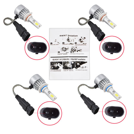 LED Headlight Kit Combo Total 2800W 390000LM High Low Beam 6000K 4PCS 9005 9006 Lab Work Auto