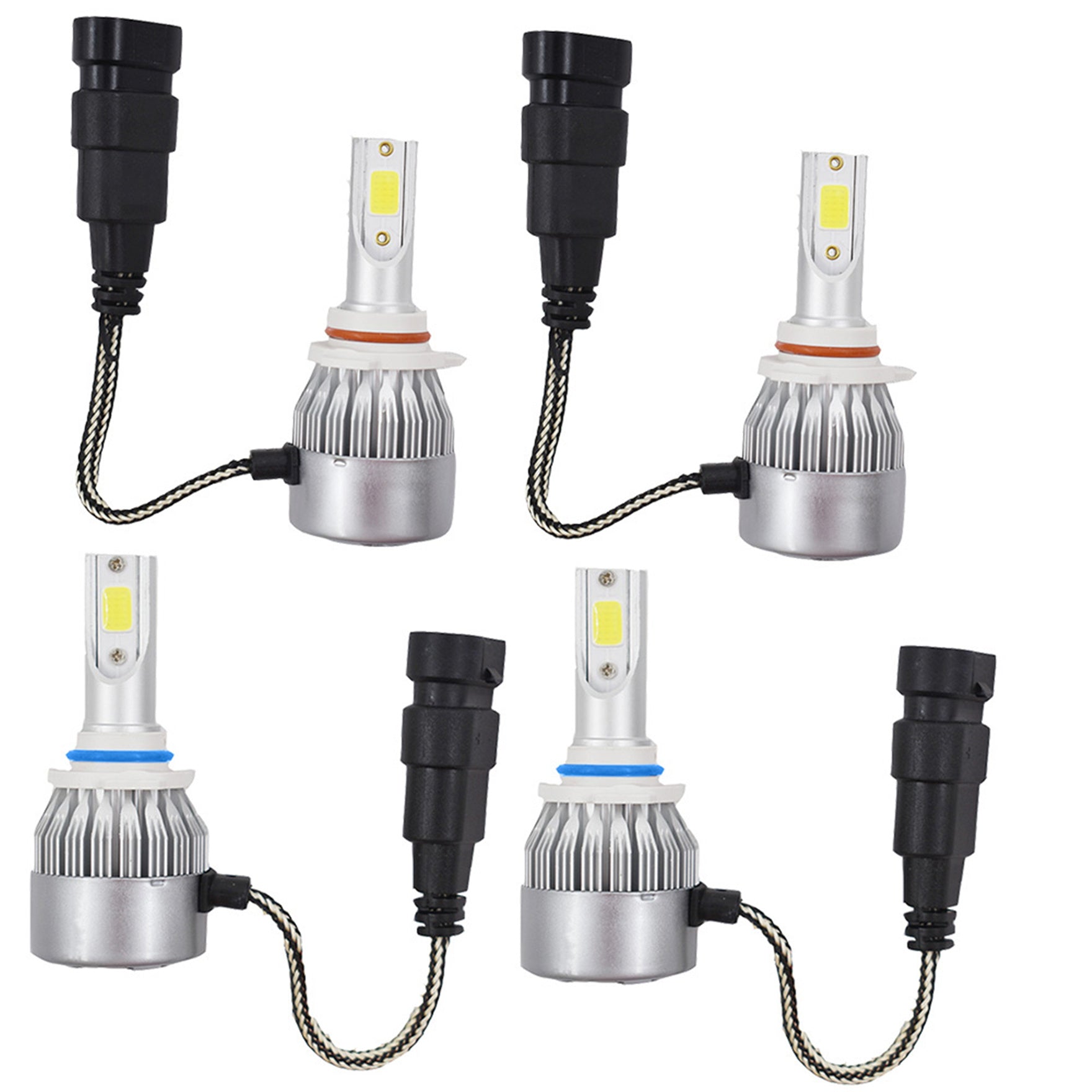 LED Headlight Kit Combo Total 2800W 390000LM High Low Beam 6000K 4PCS 9005 9006 Lab Work Auto