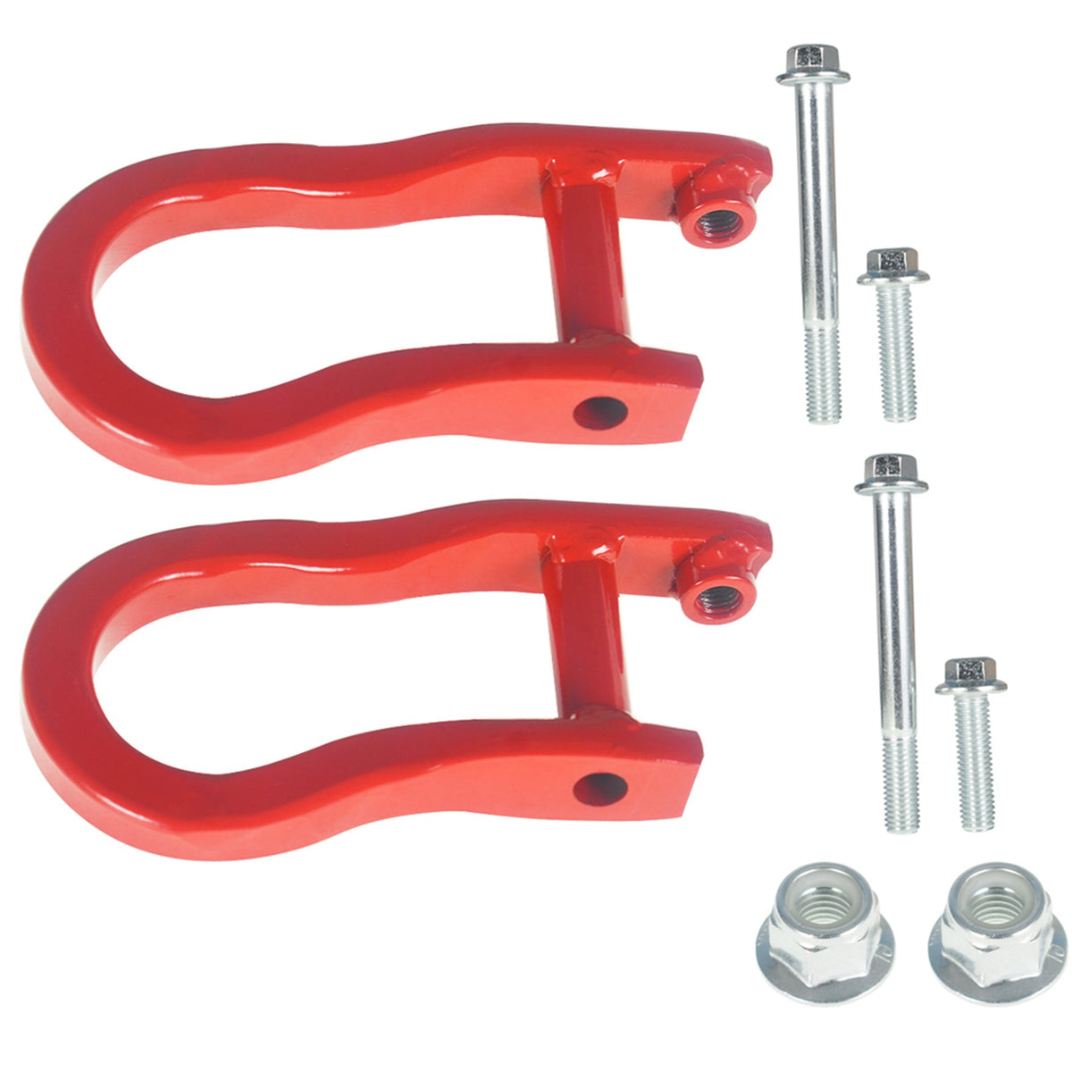 LH ＆RH Front Red Tow Hooks For 2007-2019 Chevy Silverado GMC Sierra 1500 Lab Work Auto