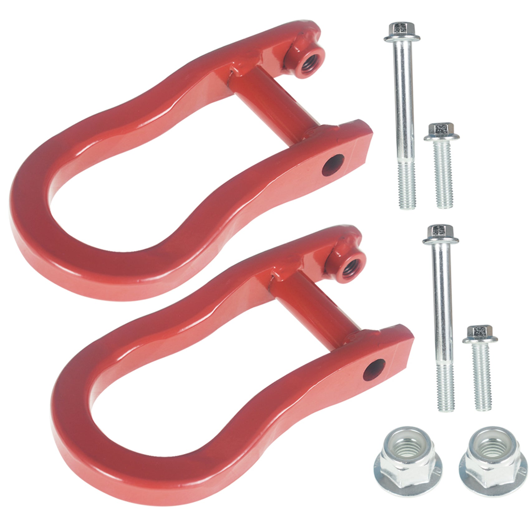 LH ＆RH Front Red Tow Hooks For 2007-2019 Chevy Silverado GMC Sierra 1500 Lab Work Auto