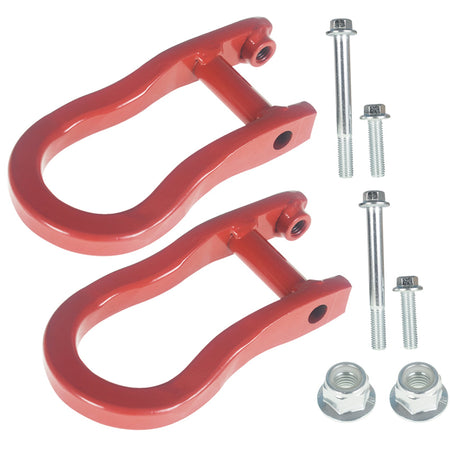 LH ＆RH Front Red Tow Hooks For 2007-2019 Chevy Silverado GMC Sierra 1500 Lab Work Auto