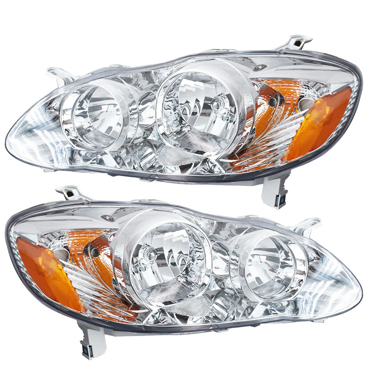 LH+RH Replacement Chrome Headlights Fit for 2003 Corolla Headlights 2003-2008 Lab Work Auto