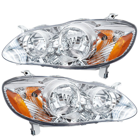LH+RH Replacement Chrome Headlights Fit for 2003 Corolla Headlights 2003-2008 Lab Work Auto