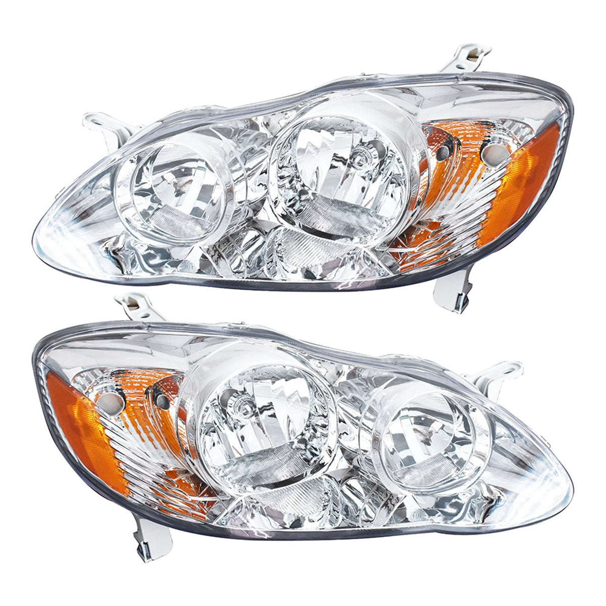 LH+RH Replacement Chrome Headlights Fit for 2003 Corolla Headlights 2003-2008 Lab Work Auto
