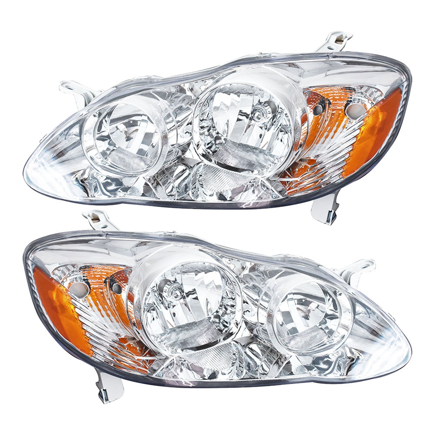 LH+RH Replacement Chrome Headlights Fit for 2003 Corolla Headlights 2003-2008 Lab Work Auto