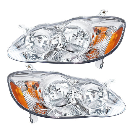 LH+RH Replacement Chrome Headlights Fit for 2003 Corolla Headlights 2003-2008 Lab Work Auto
