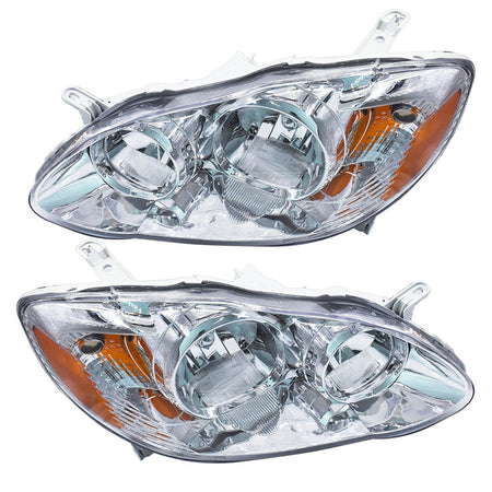 LH+RH Replacement Chrome Headlights Fit for 2003 Corolla Headlights 2003-2008 Lab Work Auto