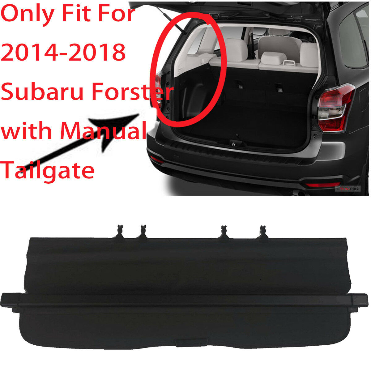 Labwok Manual Door Trunk Cargo Cover Security Shield For 13- 18 SubAru Forester Lab Work Auto