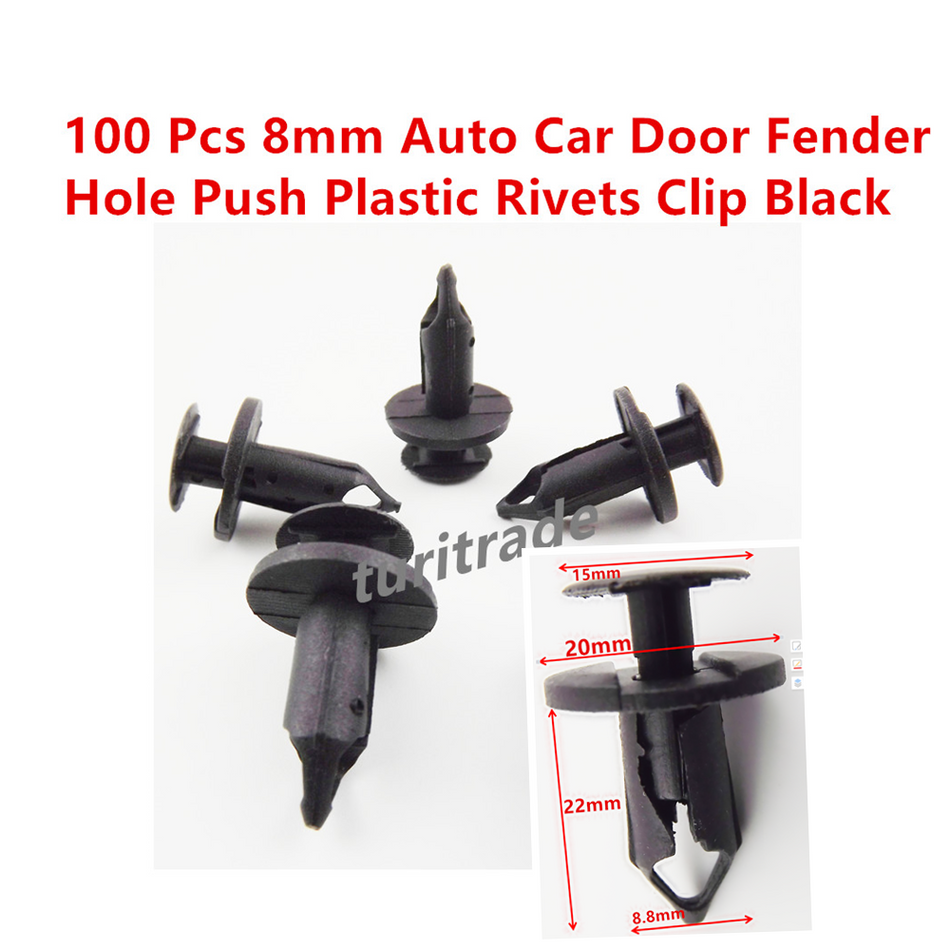 Labwork 100pcs 8mm Car Hole Push Pin Clips Plastic Rivets Fastener Fender Bumper Lab Work Auto