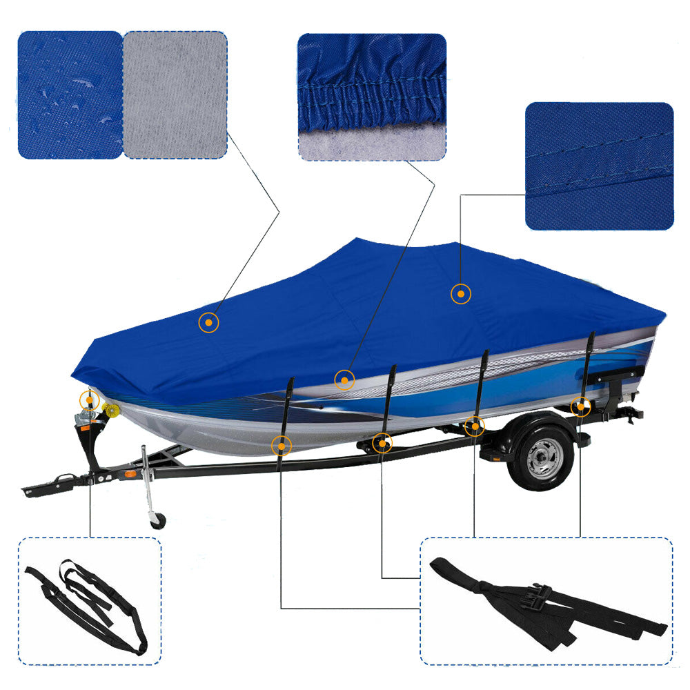 Labwork 17 18 19 Ft Waterproof Trailerable Heavy Duty Fabric Boat Cover 210D V-hull Lab Work Auto