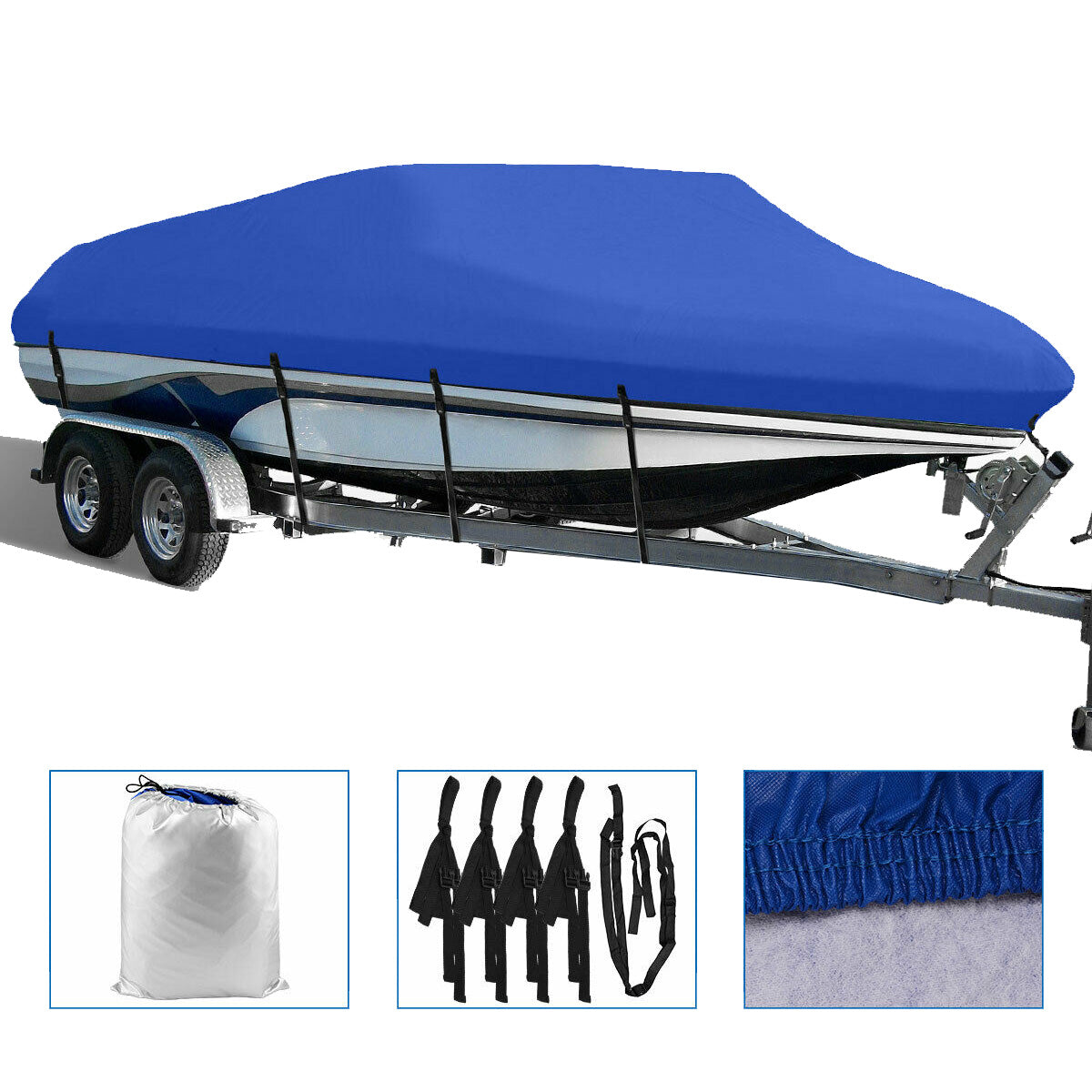 Labwork 17 18 19 Ft Waterproof Trailerable Heavy Duty Fabric Boat Cover 210D V-hull Lab Work Auto