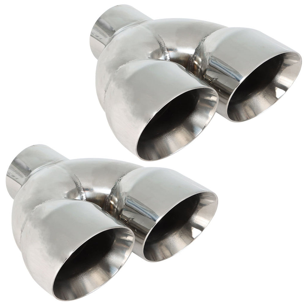 Labwork 2 Pcs Quad 3" In 4" Out 9" Long Dual Wall Exhaust Tips Stainless Steel Lab Work Auto 