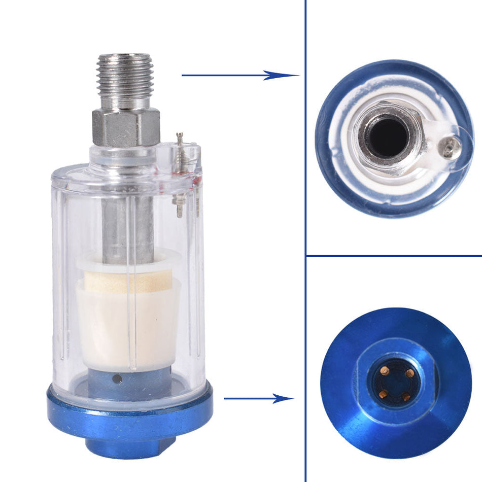 Labwork 2 Spray Gun 1/4" Air Line Mini Filter Water Trap Clear Painting Moisture Lab Work Auto