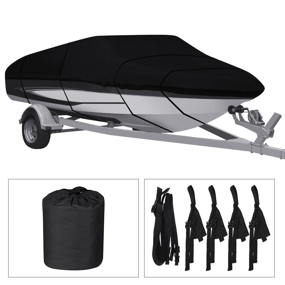 Labwork 210D Waterproof Heavy Duty Boat Cover Trailerable Fishing Tri-Hull Runabouts Lab Work Auto