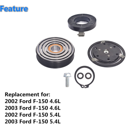 Labwork AC Compressor Clutch Kit Coil Pulley Plate For 02-03 Ford F-150 4.6 5.4l Lab Work Auto