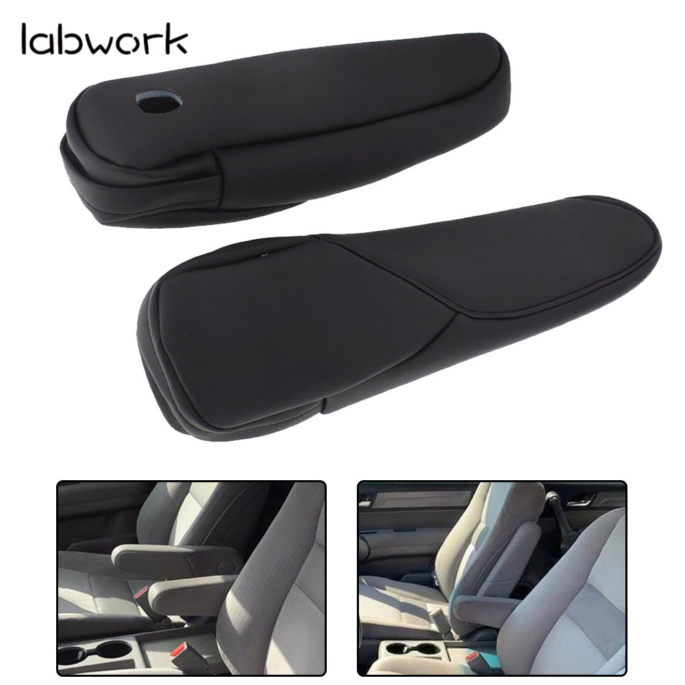 Labwork Black Leather Front Seat Armrest Cover For Honda CR-V CRV 07 2008 2009 Lab Work Auto