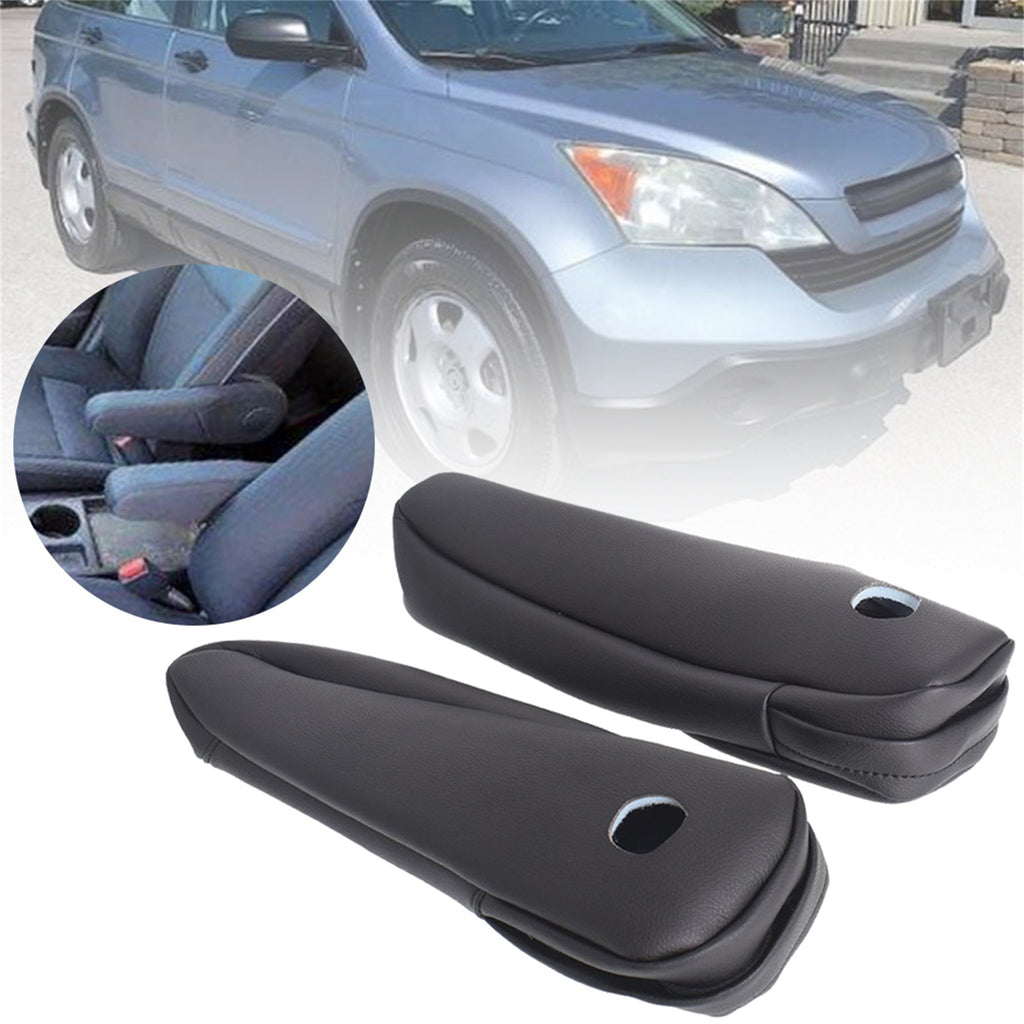 Labwork Black Leather Front Seat Armrest Cover For Honda CR-V CRV 07 2008 2009 Lab Work Auto