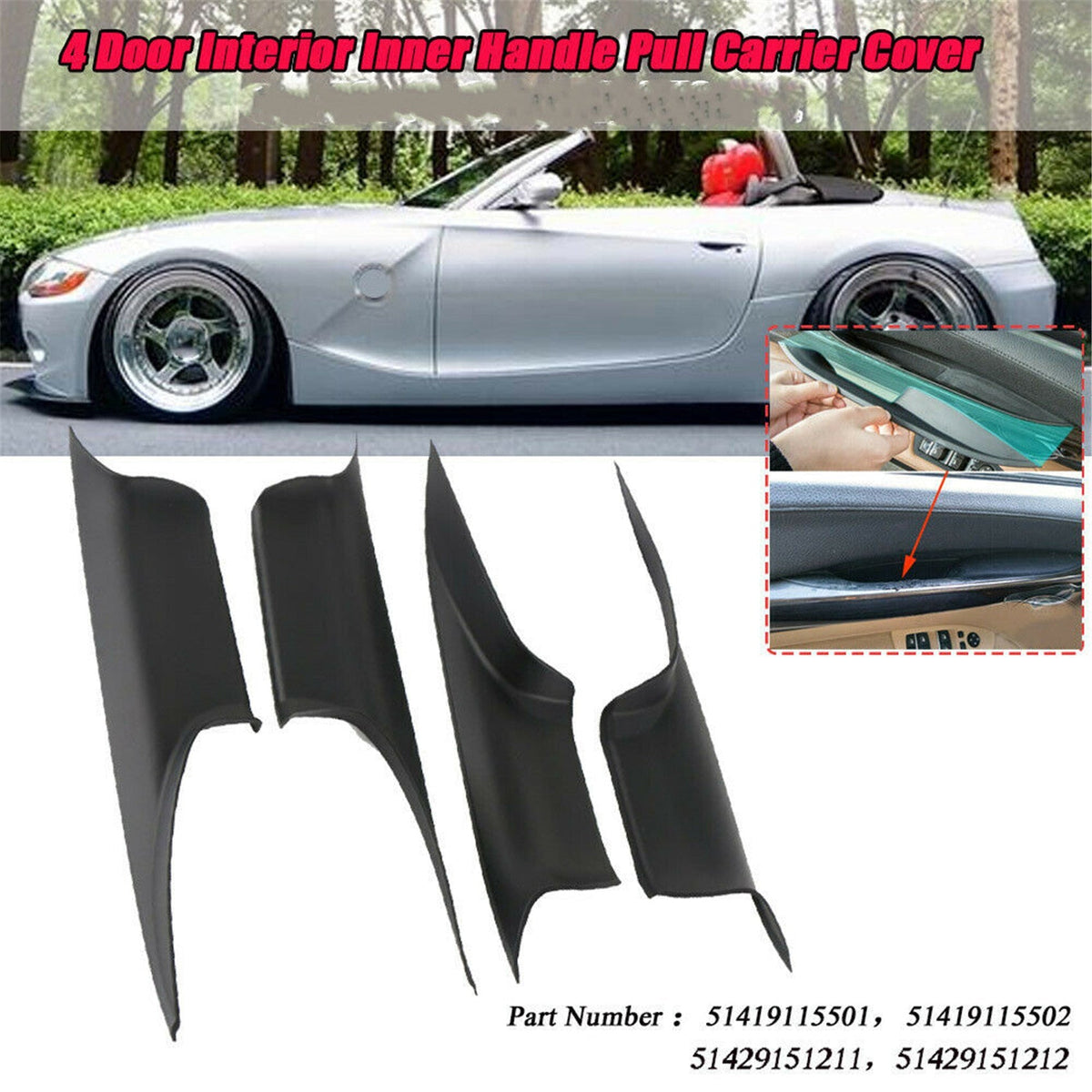 Labwork Door Interior Inner Handle Pull Carrier Cover For BMW 7 F01 F02 08-15 Lab Work Auto