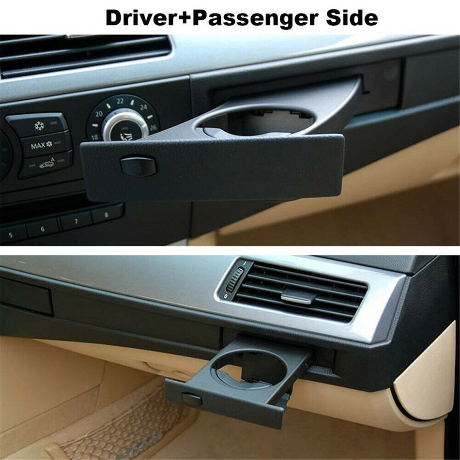 Labwork Driver+Passenger Side Black Cup Holder For 2004-2010 BMW 5-Series Lab Work Auto