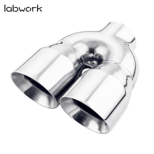 Labwork Exhaust Tip Dual Wall Stainless Steel Twin 4 inch Outlet 3 inch Inlet 9 Length Lab Work Auto