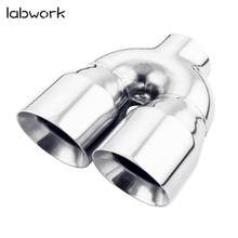 Load image into Gallery viewer, Labwork Exhaust Tip Dual Wall Stainless Steel Twin 4 inch Outlet 3 inch Inlet 9 Length Lab Work Auto