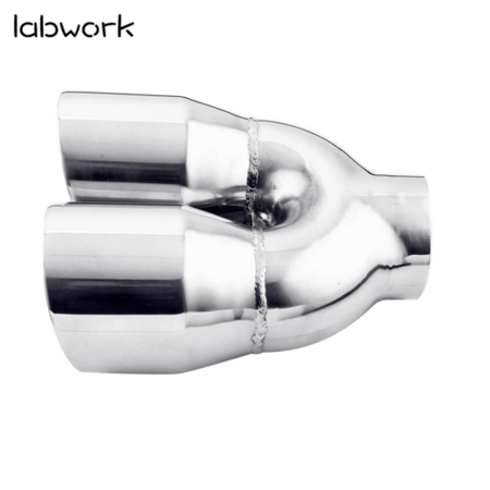 Labwork Exhaust Tip Dual Wall Stainless Steel Twin 4 inch Outlet 3 inch Inlet 9 Length Lab Work Auto