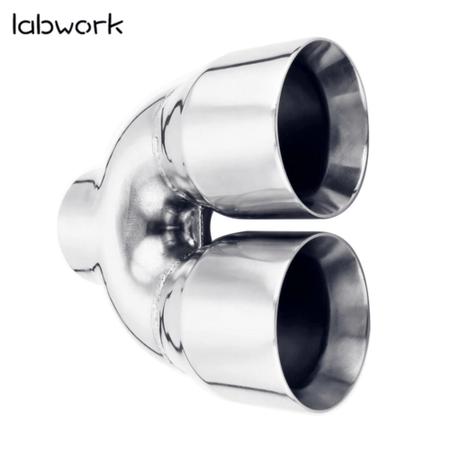 Labwork Exhaust Tip Dual Wall Stainless Steel Twin 4 inch Outlet 3 inch Inlet 9 Length Lab Work Auto