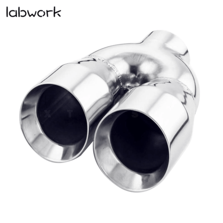 Labwork Exhaust Tip Dual Wall Stainless Steel Twin 4 inch Outlet 3 inch Inlet 9 Length Lab Work Auto