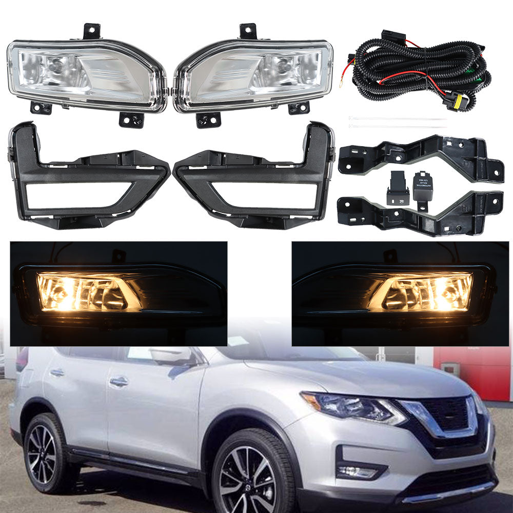 Labwork Fit For 17-20 Nissan Rogue S SL SV Front Bumper Fog Light Lamps Assembly RH&LH Lab Work Auto