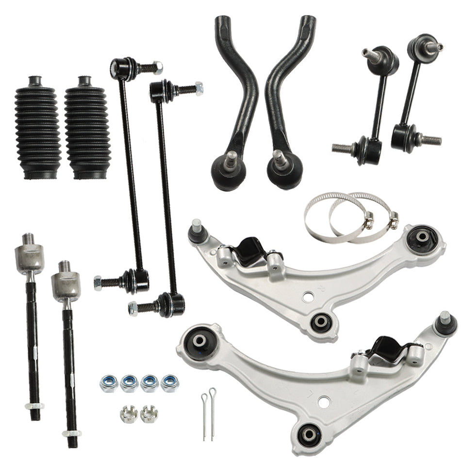Labwork Fit For 2009-2014 Maxima Front Lower Control Arm Outer Tierod Sway Bar Link 12pc Lab Work Auto