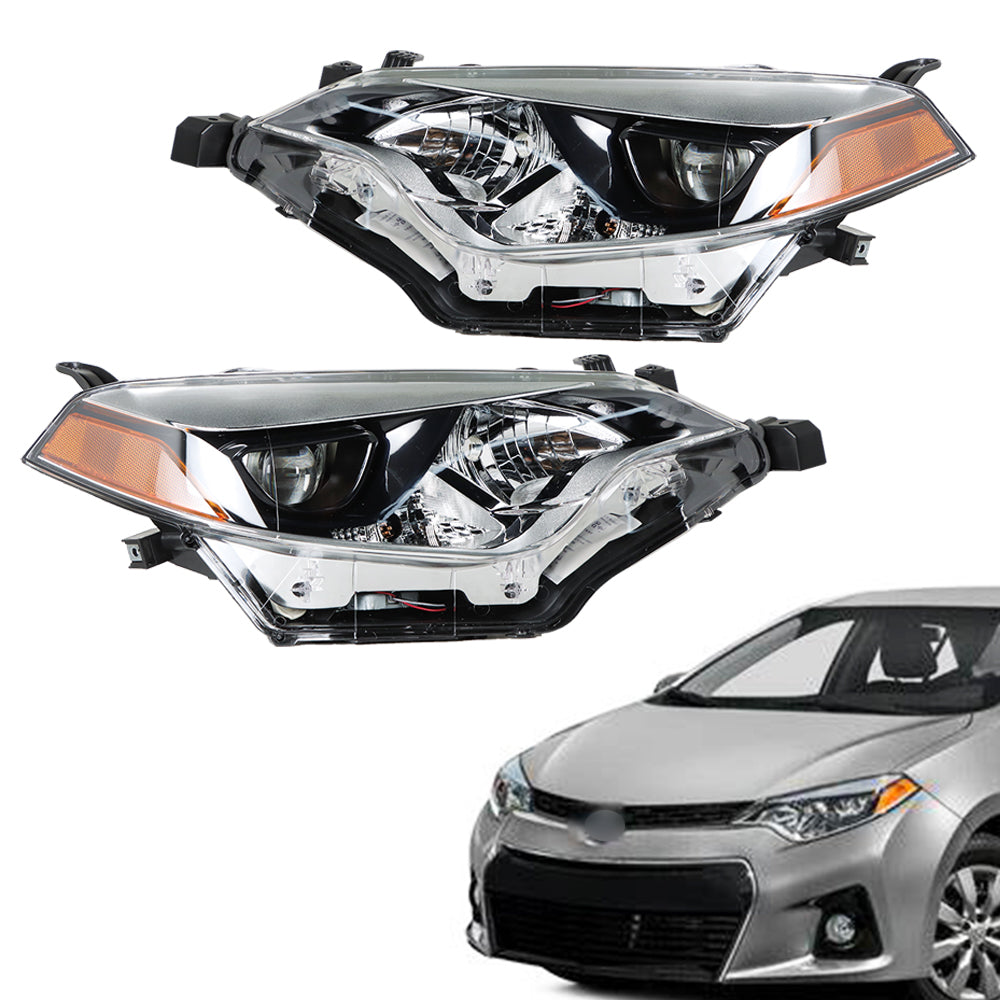 Labwork Fit For 2014 2015 2016 Toyota Corolla Headlight Halogen Clear Right&Left Lab Work Auto