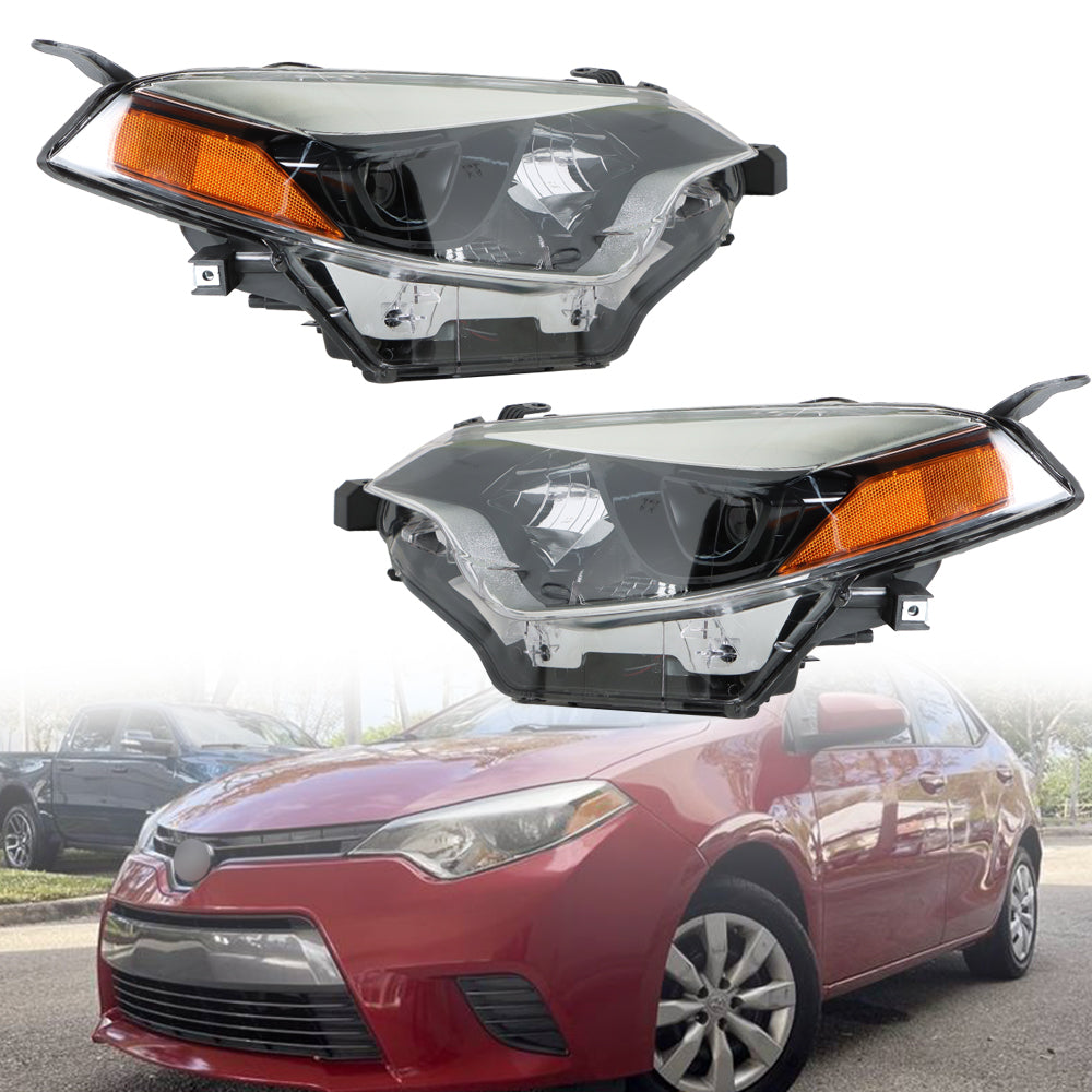 Labwork Fit For 2014 2015 2016 Toyota Corolla Headlight Halogen Clear Right&Left Lab Work Auto
