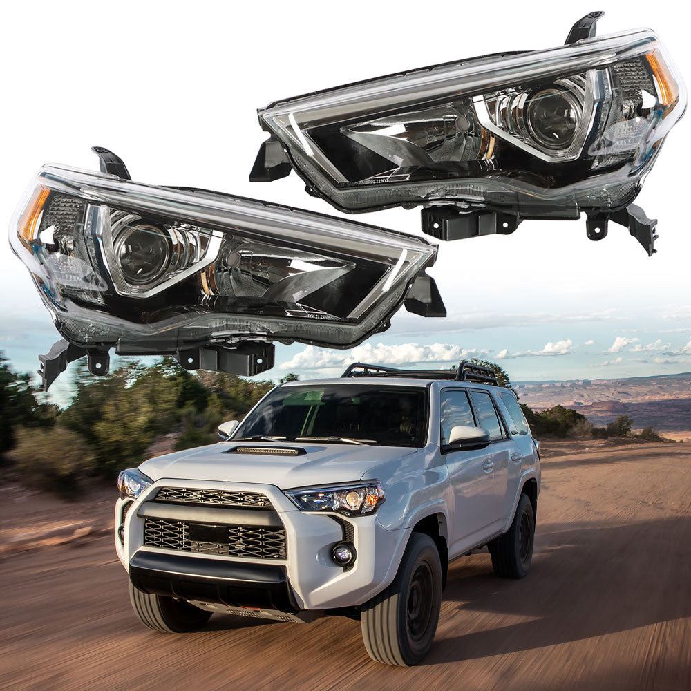 Labwork Fit For 2014-2020 Toyota 4Runner Headlight Headlamp Halogen Chrome RH&LH Lab Work Auto