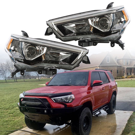 Labwork Fit For 2014-2020 Toyota 4Runner Headlight Headlamp Halogen Chrome RH&LH Lab Work Auto