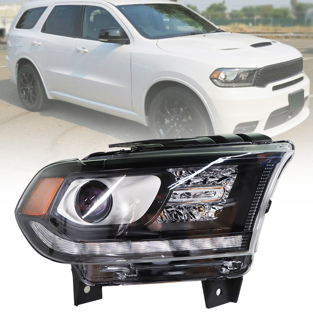 Labwork Fit For 2016-2020 Dodge Durango Headlight Black Halogen Clear Passenger Lab Work Auto