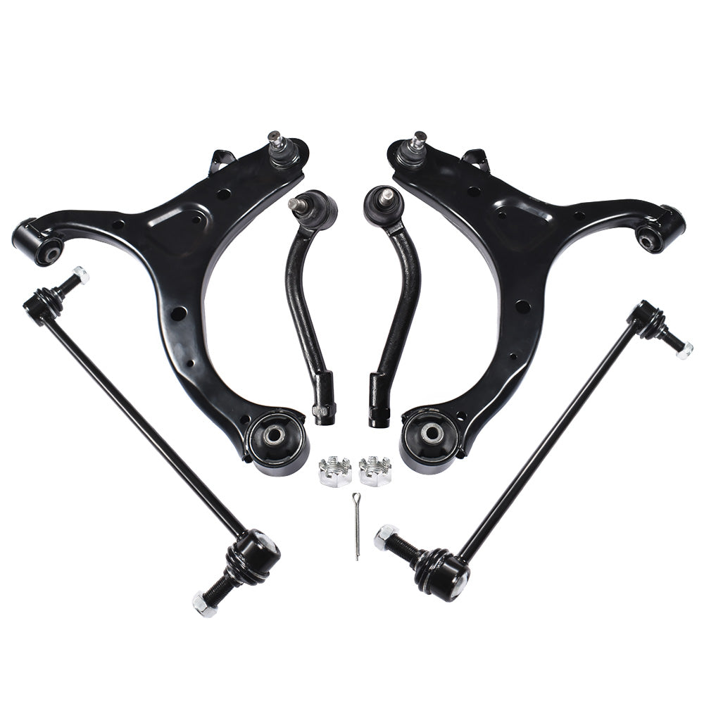 Labwork Fit for Hyundai Santa Fe Kia Sorento Control Arms with Ball Joint Tie Rods 6Pc Lab Work Auto