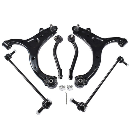 Labwork Fit for Hyundai Santa Fe Kia Sorento Control Arms with Ball Joint Tie Rods 6Pc Lab Work Auto