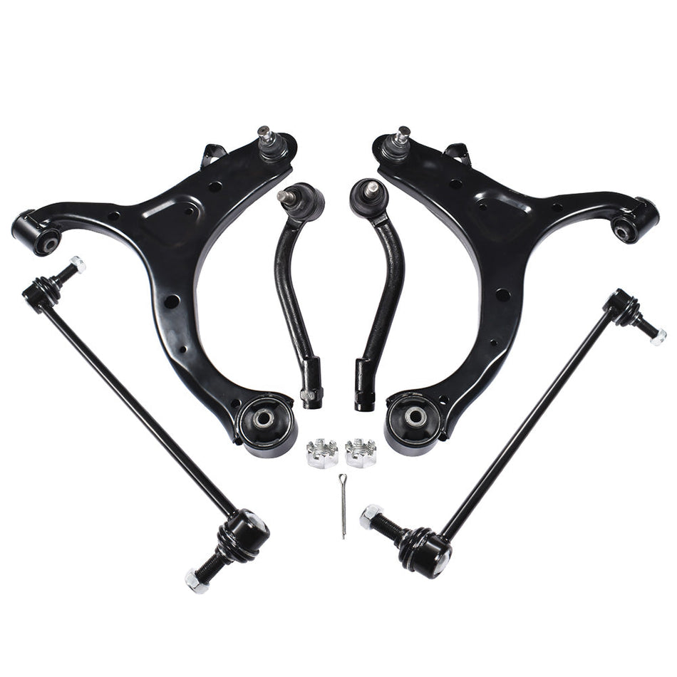 Labwork Fit for Hyundai Santa Fe Kia Sorento Control Arms with Ball Joint Tie Rods 6Pc Lab Work Auto