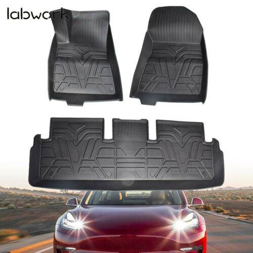 Labwork Floor Mats Liners Black Protector Kit For 2017-20 Tesla 3 Model Lab Work Auto