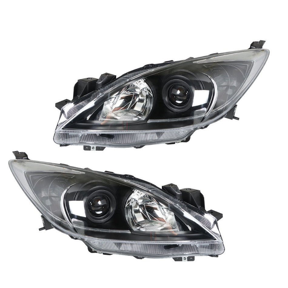 Labwork For 2010-2013 Mazda 3 Headlight Black Housing Halogen Type Right&Left Lab Work Auto