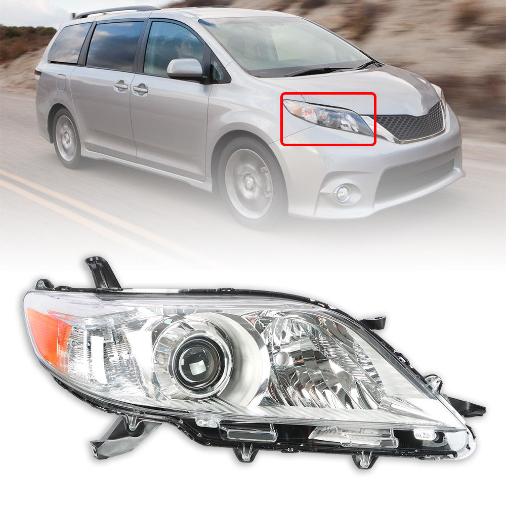 Labwork For 2011-20 Toyota Sienna Headlight Halogen Type Chrome Clear Right Side Lab Work Auto