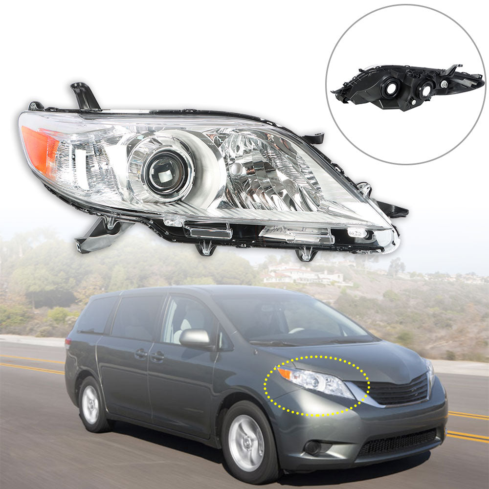 Labwork For 2011-20 Toyota Sienna Headlight Halogen Type Chrome Clear Right Side Lab Work Auto